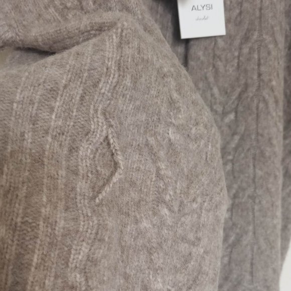 Alysi Soft Shortsleeved Cable-knit Cardigan, Beige, Size S - Picture 7 of 15